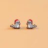 Hand-painted Seal with Santa Hat Christmas Wooden Earrings - PES13061 - Robin Valley Official Store