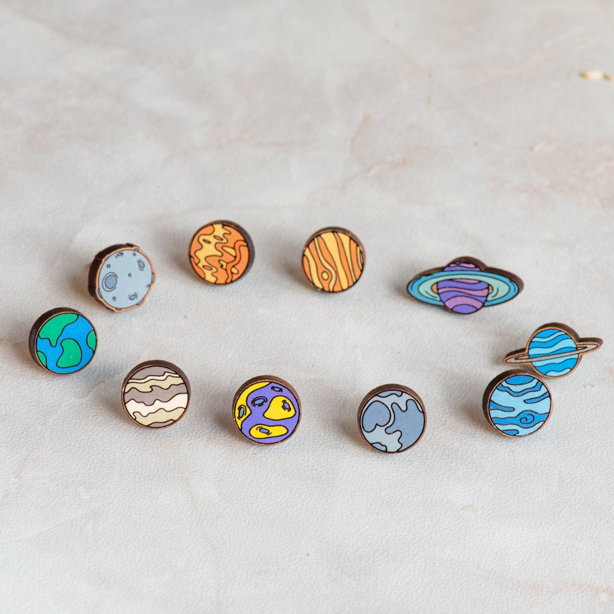 Hand - painted Solar System Planets Earrings - PET15139P - Robin Valley Official Store