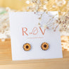 Hand-painted Sunflower Cherry Wood Stud Earrings - PEO14082 - Robin Valley Official Store