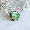 Hand-painted Swiss Cheese Plant Monstera Leaf Cherry Wood Pin Badge - PO44086 - Robin Valley Official Store