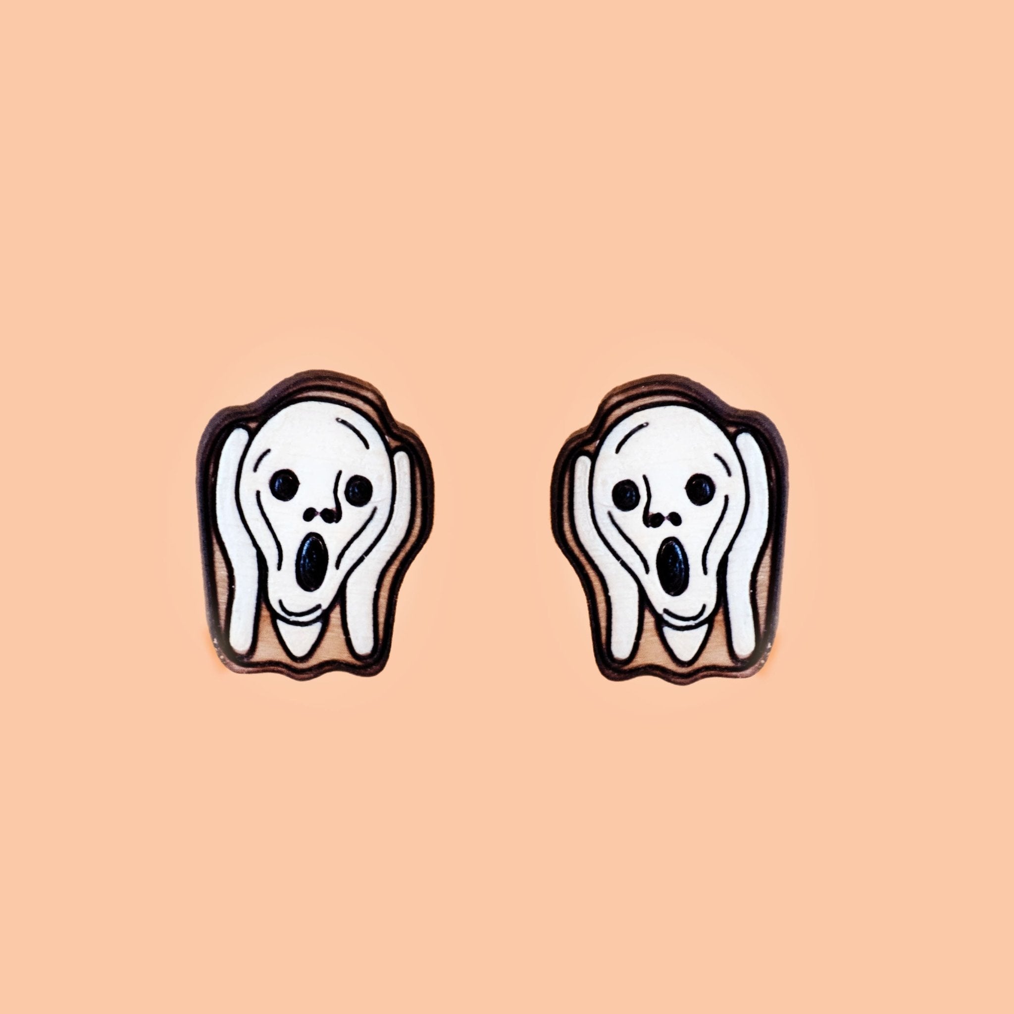 Hand - painted The Scream Wooden Earrings Inspired by by Edvard Munch - PET15125 - Robin Valley Official Store