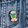 Hand-painted The Son of Man Cherry Wood Pin Badge Inspired by René Magritte - PT45126 - Robin Valley Official Store
