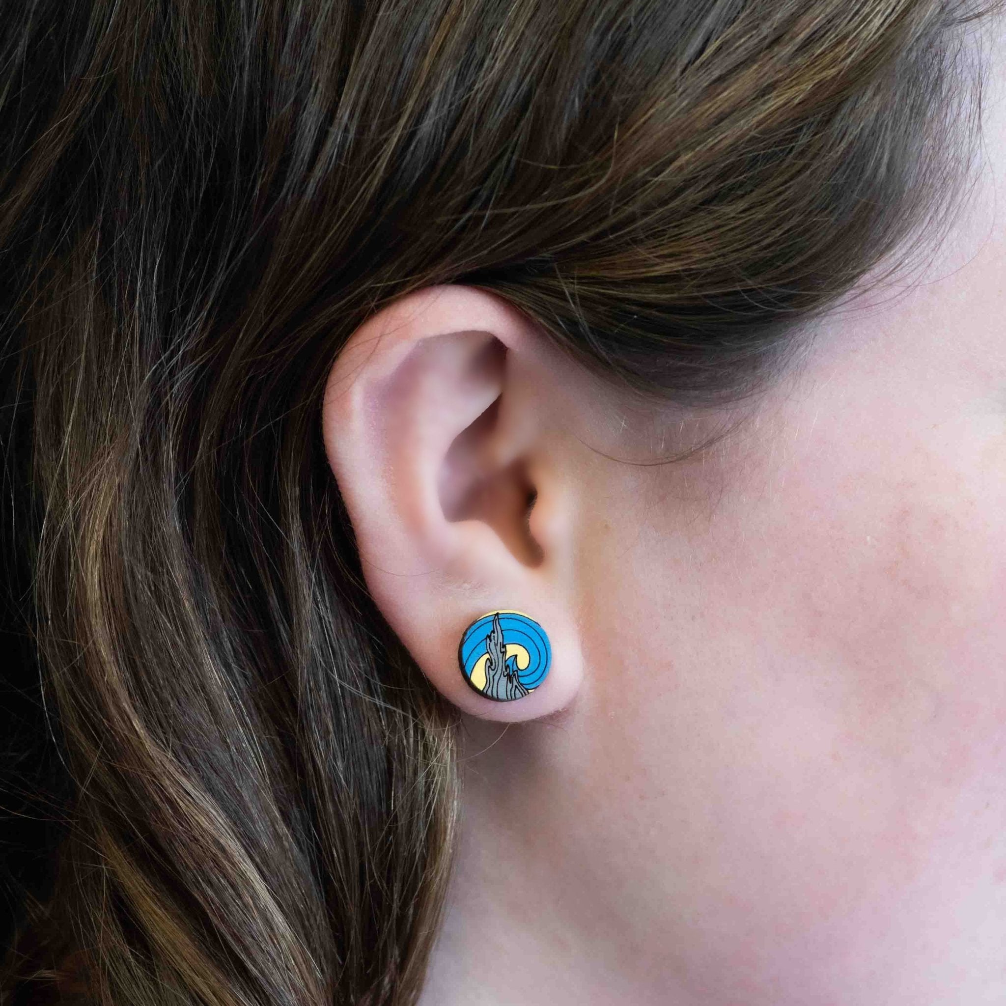 Hand-painted The Starry Night Earrings Inspired by Vincent van Gogh - PET15127 - Robin Valley Official Store