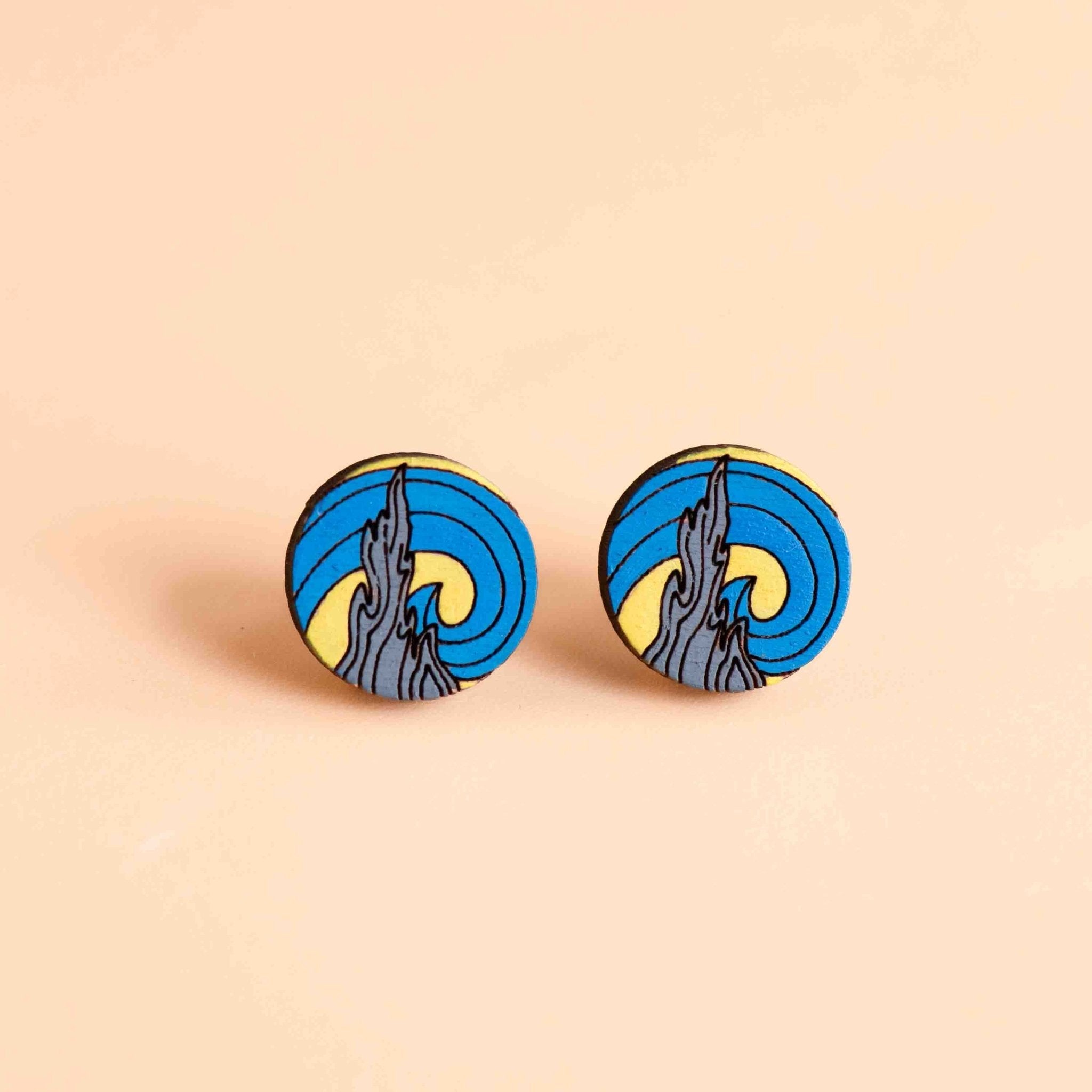 Hand - painted The Starry Night Earrings Inspired by Vincent van Gogh - PET15127 - Robin Valley Official Store