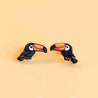 Hand-painted Toucan Bird Earrings Wooden Studs Eco-jewellery - PEB12033 - Robin Valley Official Store