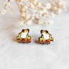 Hand-painted Tree Frog Cherry Wood Stud Earrings -PEL10232 - Robin Valley Official Store