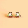 Hand-painted Tree Frog Cherry Wood Stud Earrings -PEL10232 - Robin Valley Official Store