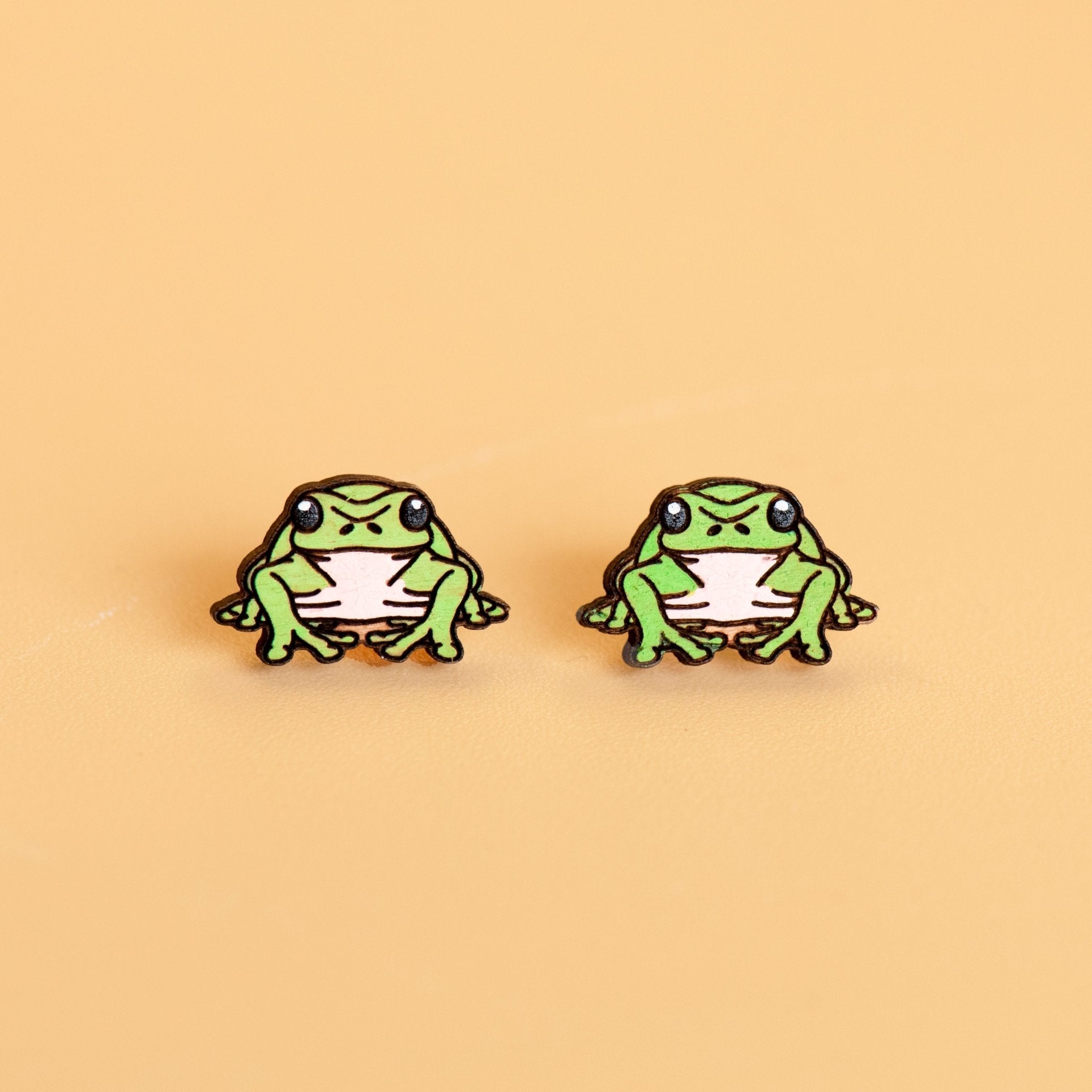 Hand - painted Wooden Frog Earrings - PEL10208 - Robin Valley Official Store