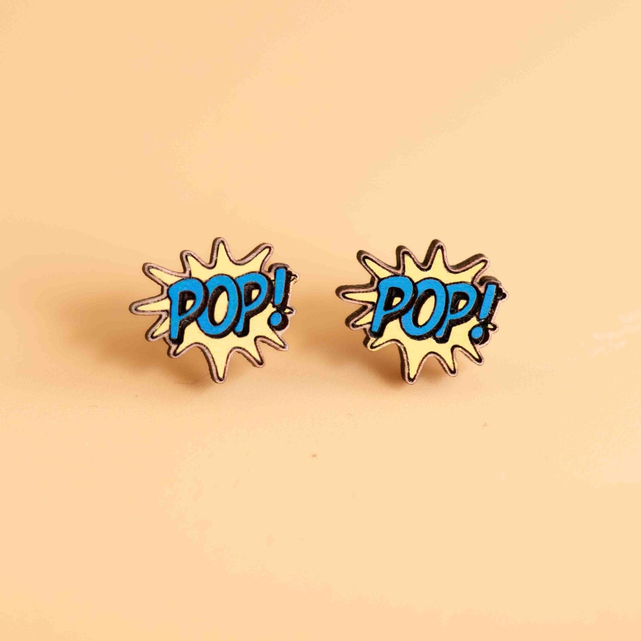 Hand - Painted Wooden Pop Art Earrings - PEA16003 - Robin Valley Official Store