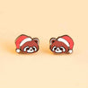 Hand-panted Red Panda with Santa Hat Wooden Earrings - PEL10258 - Robin Valley Official Store