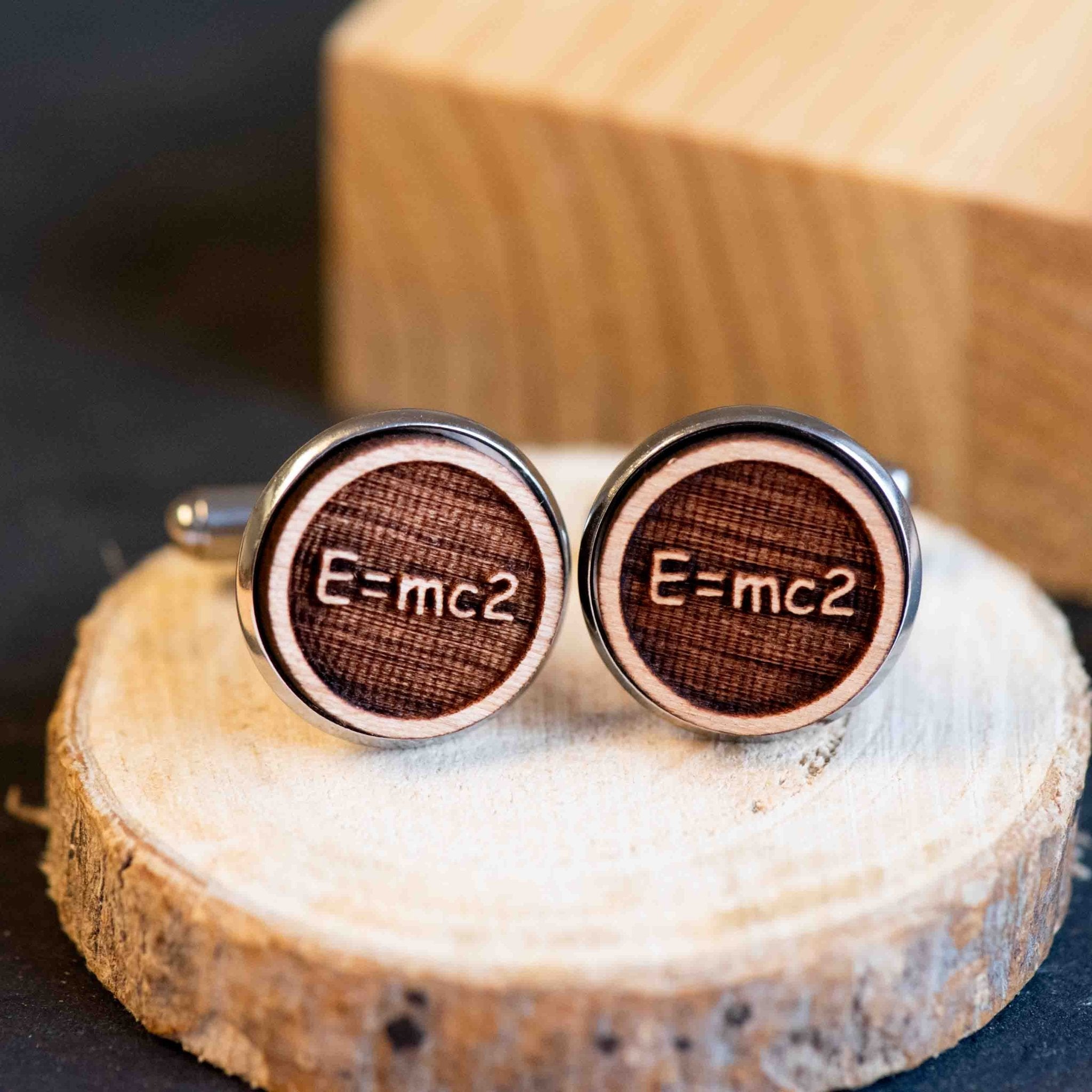 Handmade E=mc² Formula Wooden Cufflinks - CT35203 - Robin Valley Official Store