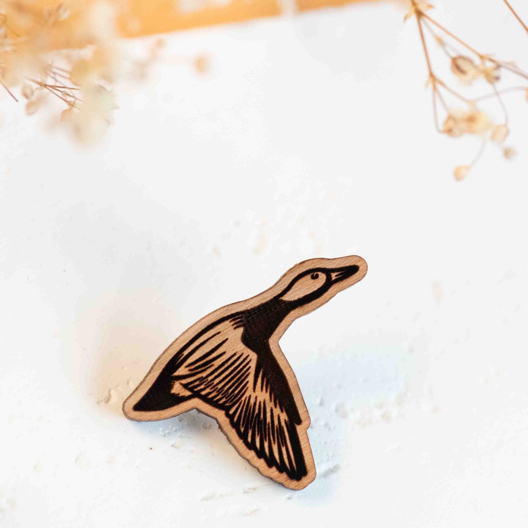 Handmade Goose Wooden Pin Badge - PB42056 - Robin Valley Official Store