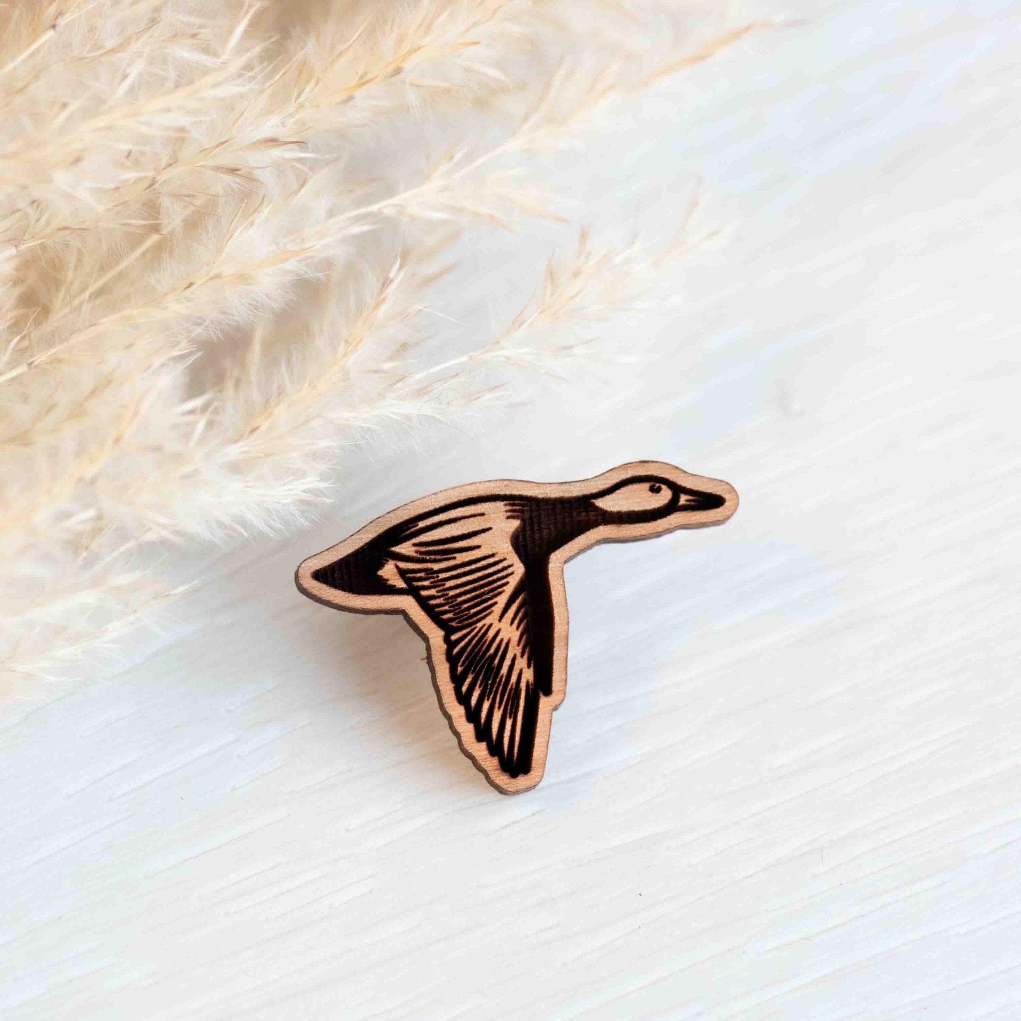 Handmade Goose Wooden Pin Badge - PB42064 - Robin Valley Official Store