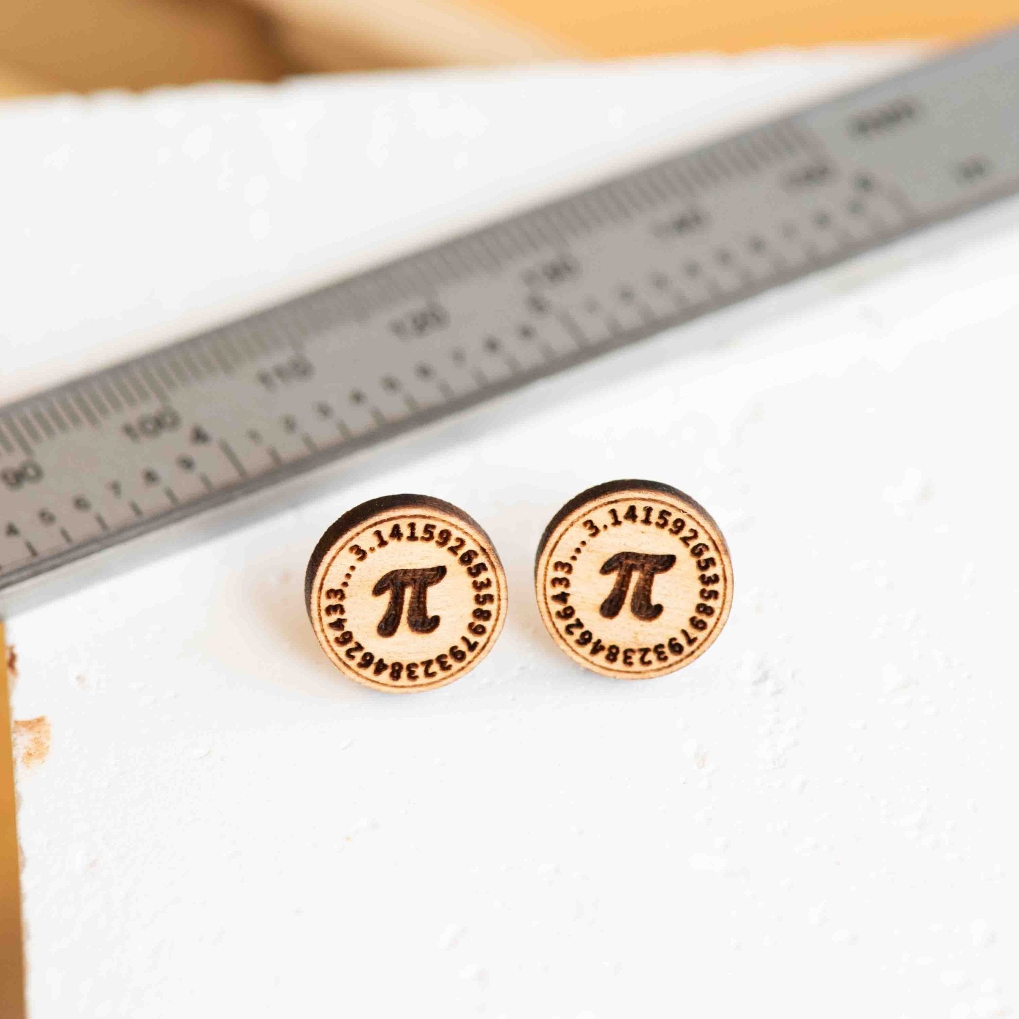 Handmade pi π circular constant Wooden Earrings Eco - Jewellery - ET15202 - Robin Valley Official Store