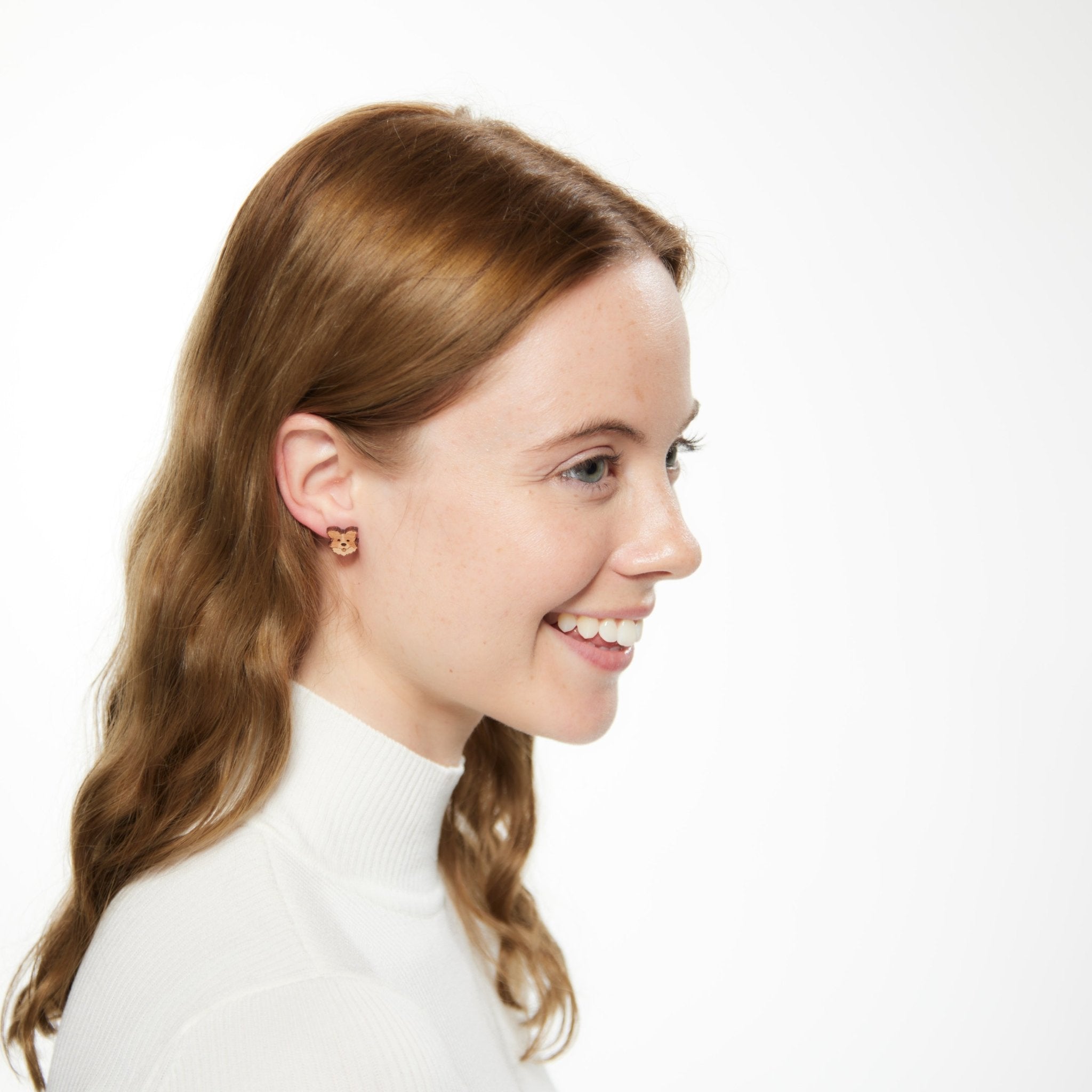 wooden border collie earrings, handmade gift for border collie lovers