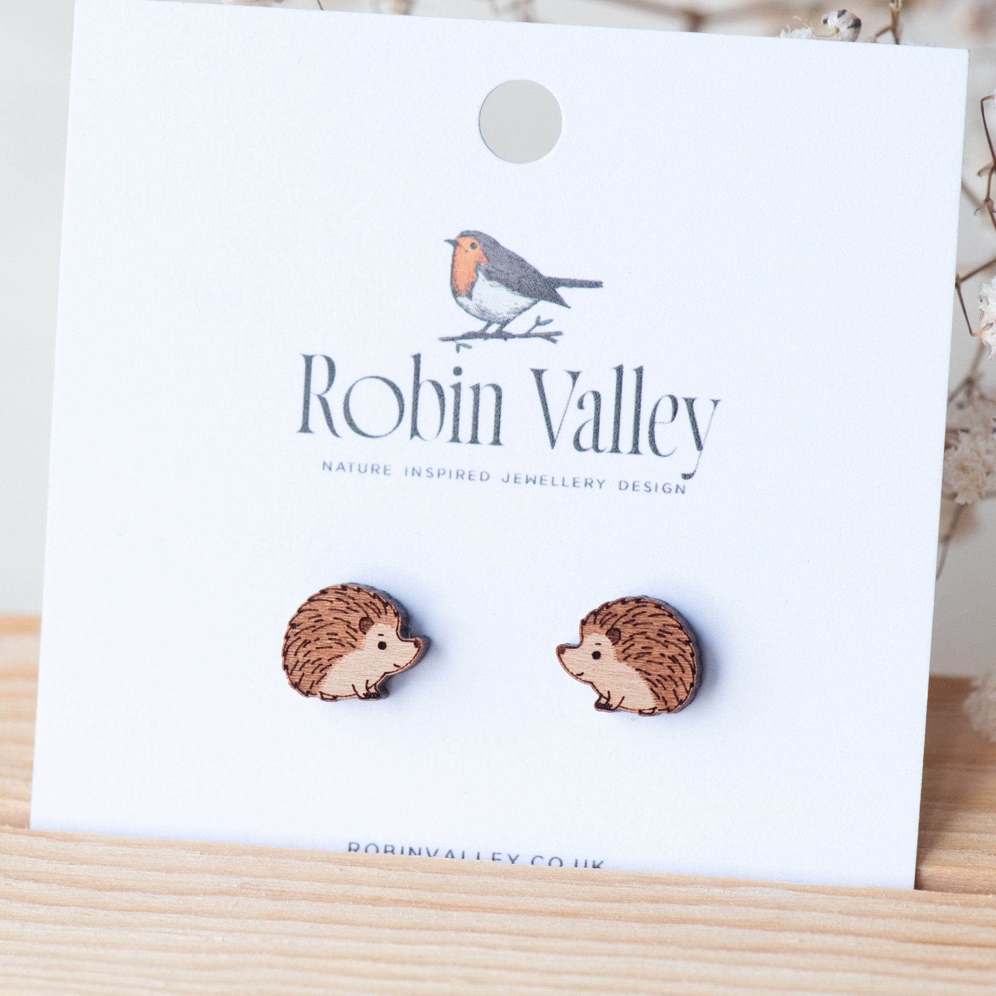 Hedgehog 2 Wooden Earrings - EL10052 - Robin Valley Official Store