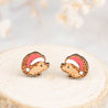 Hedgehog in Santa Hat Wooden Earrings - PEL10161 - Robin Valley Official Store