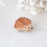Hedgehog (left) Cherry Wood Pin Badge PL40002 - Robin Valley Official Store