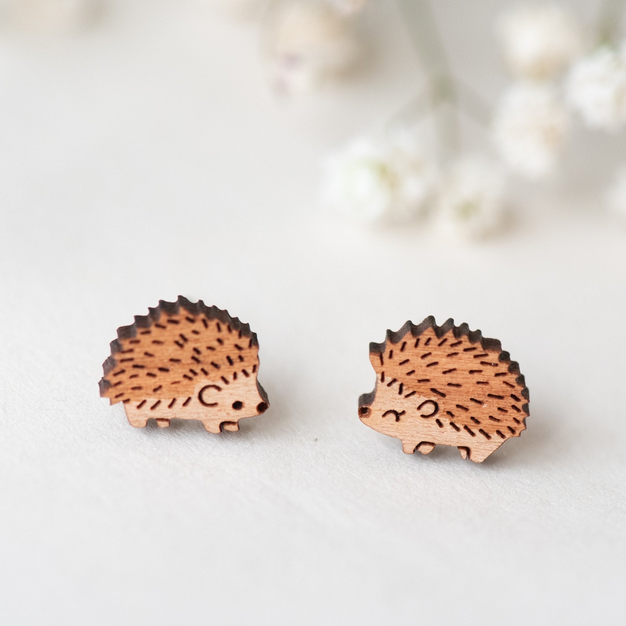 Hedgehog Wooden Earrings - EL10002 - Robin Valley Official Store