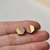 Hexagon Cherry Wood Stud Earrings - ET15025 - Robin Valley Official Store