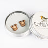 Horned Demon Skull Cherry Wood Stud Earrings - ET15045 - Robin Valley Official Store