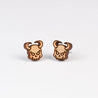 Horned Demon Skull Cherry Wood Stud Earrings - ET15045 - Robin Valley Official Store