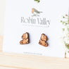 Howling Baby Wolf Wooden Earrings -EL10008 - Robin Valley Official Store