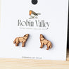Howling Wolf Cherry Wood Stud Earrings -EL10113 - Robin Valley Official Store