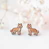 Husky Dog Cherry Wood Stud Earrings - EL10087 - Robin Valley Official Store