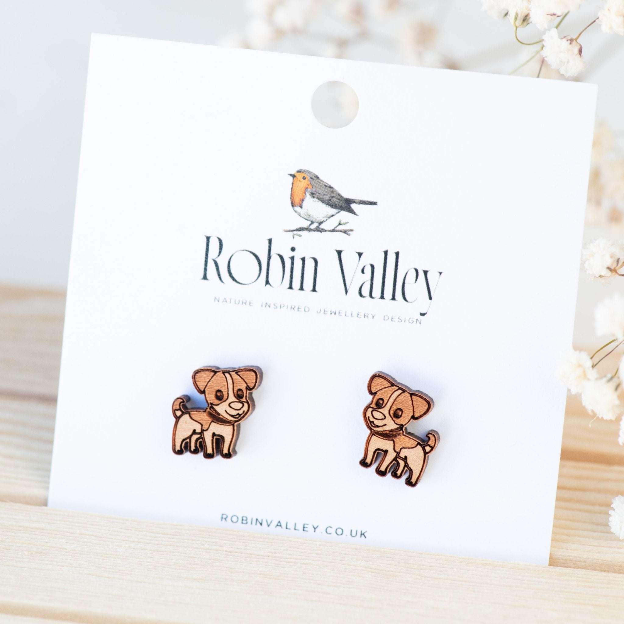 Jack Russell Terrier Dog Wooden Earrings - EL10041 - Robin Valley Official Store