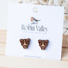 Leopard Cherry Wood Stud Earrings - EL10145 - Robin Valley Official Store