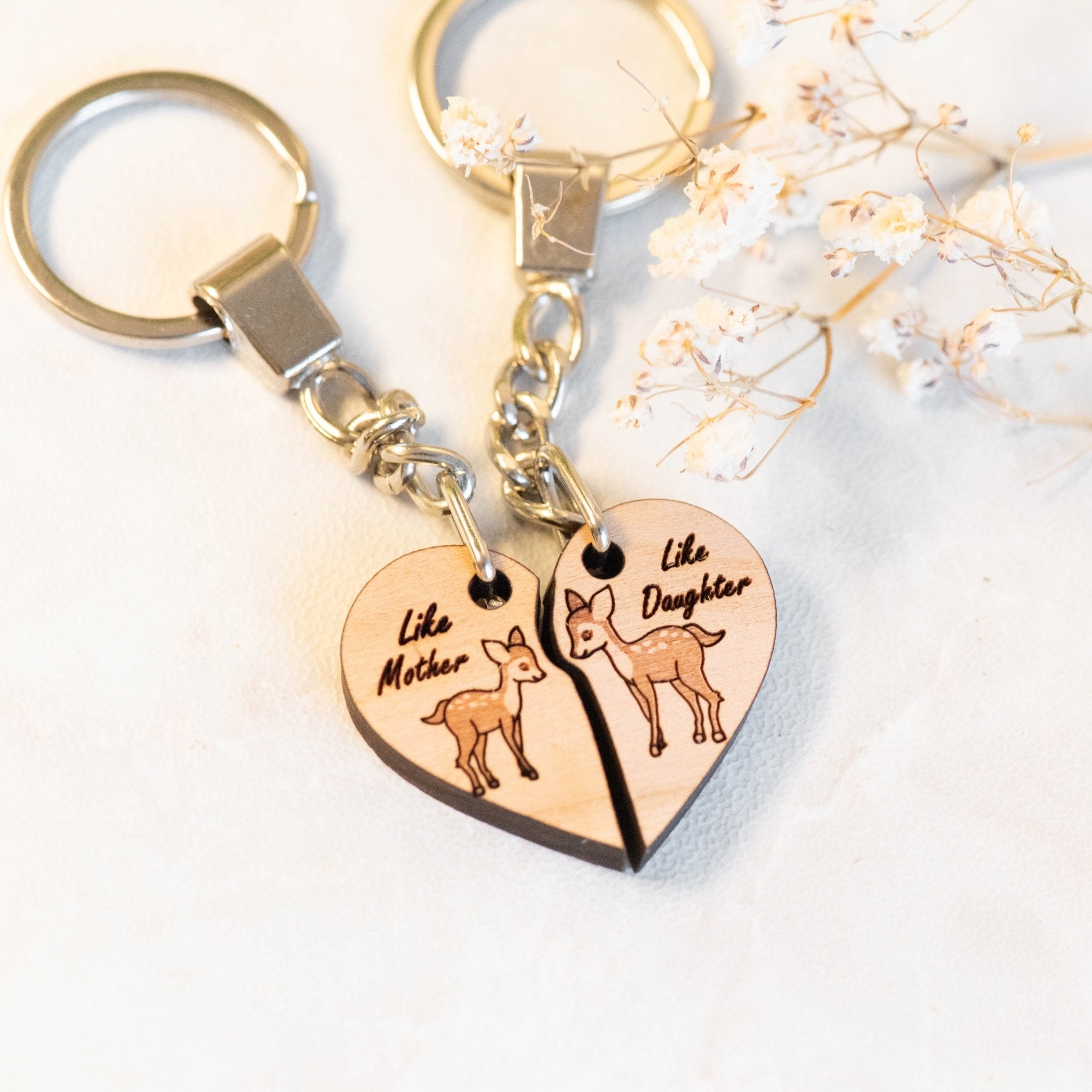 Like Mother Like Daughter Fawn Heart Keyring Set (Deer) - KL20191 - Robin Valley Official Store