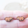 Little Badger Cherry Wood Stud Earrings - EL10135 - Robin Valley Official Store