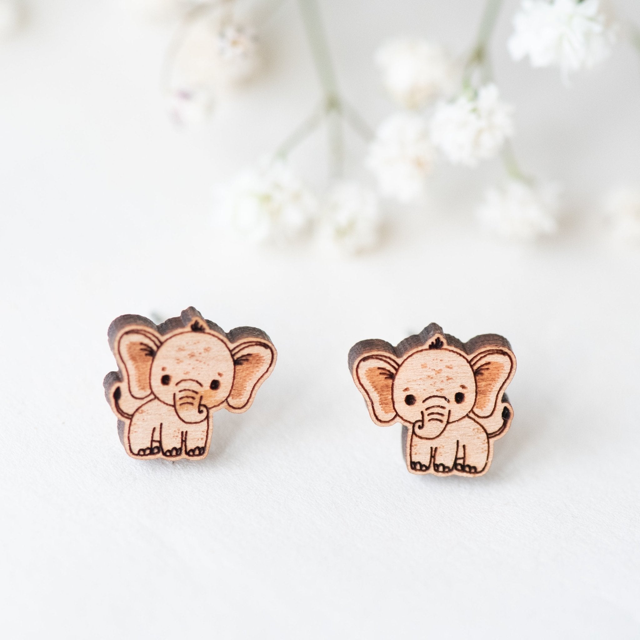 Little Elephant Wooden Earrings - EL10015 - Robin Valley Official Store