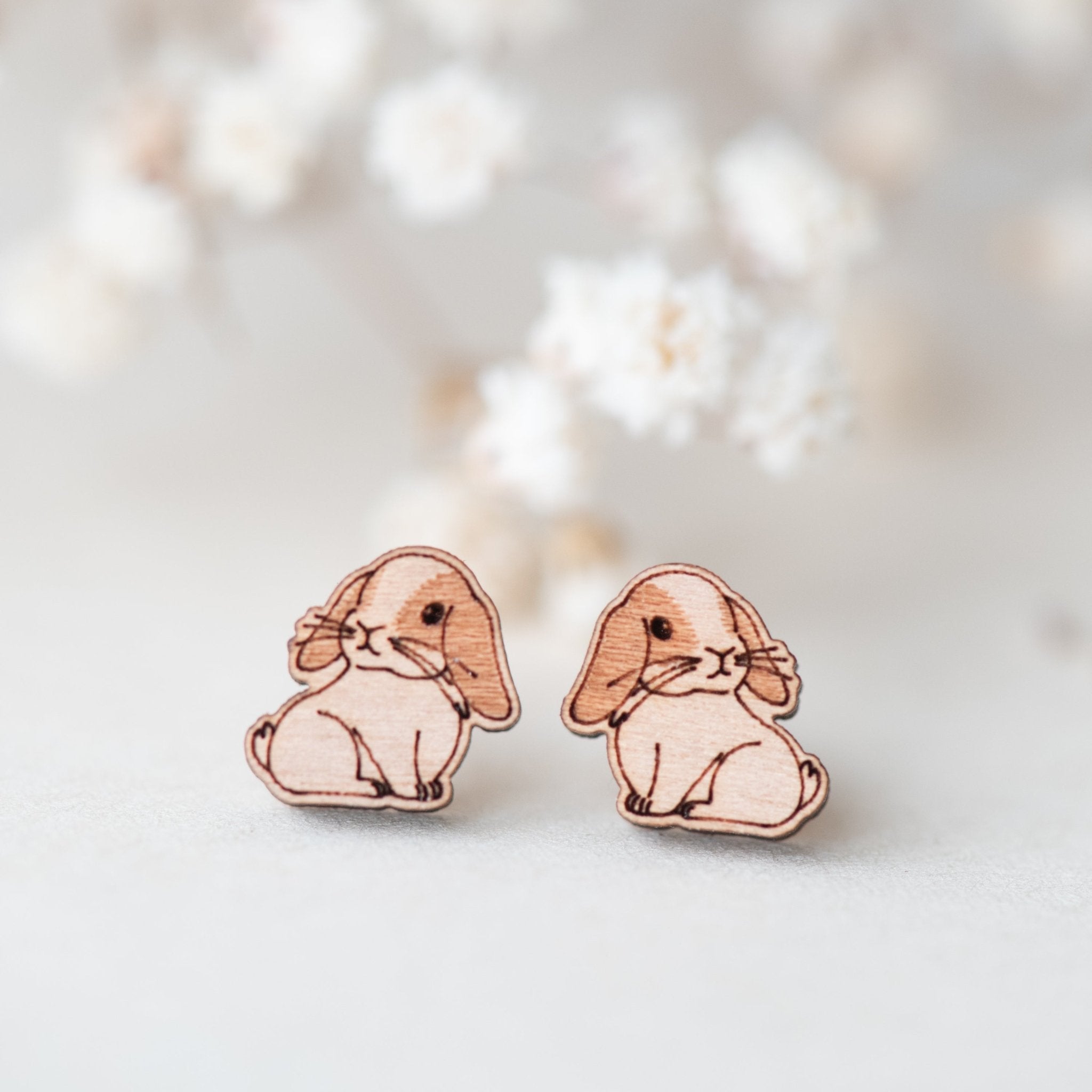 Lop Earred Rabbit Wooden Earrings - EL10055 - Robin Valley Official Store