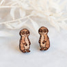Meerkat Cherry Wood Stud Earrings - EL10214 - Robin Valley Official Store