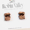 Mimic Treasure Chest Monster Cherry Wood Stud Earrings - ET15010 - Robin Valley Official Store
