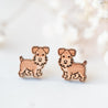 Miniature Schnauzer Dog Cherry Wood Stud Earrings - EL10036 - Robin Valley Official Store