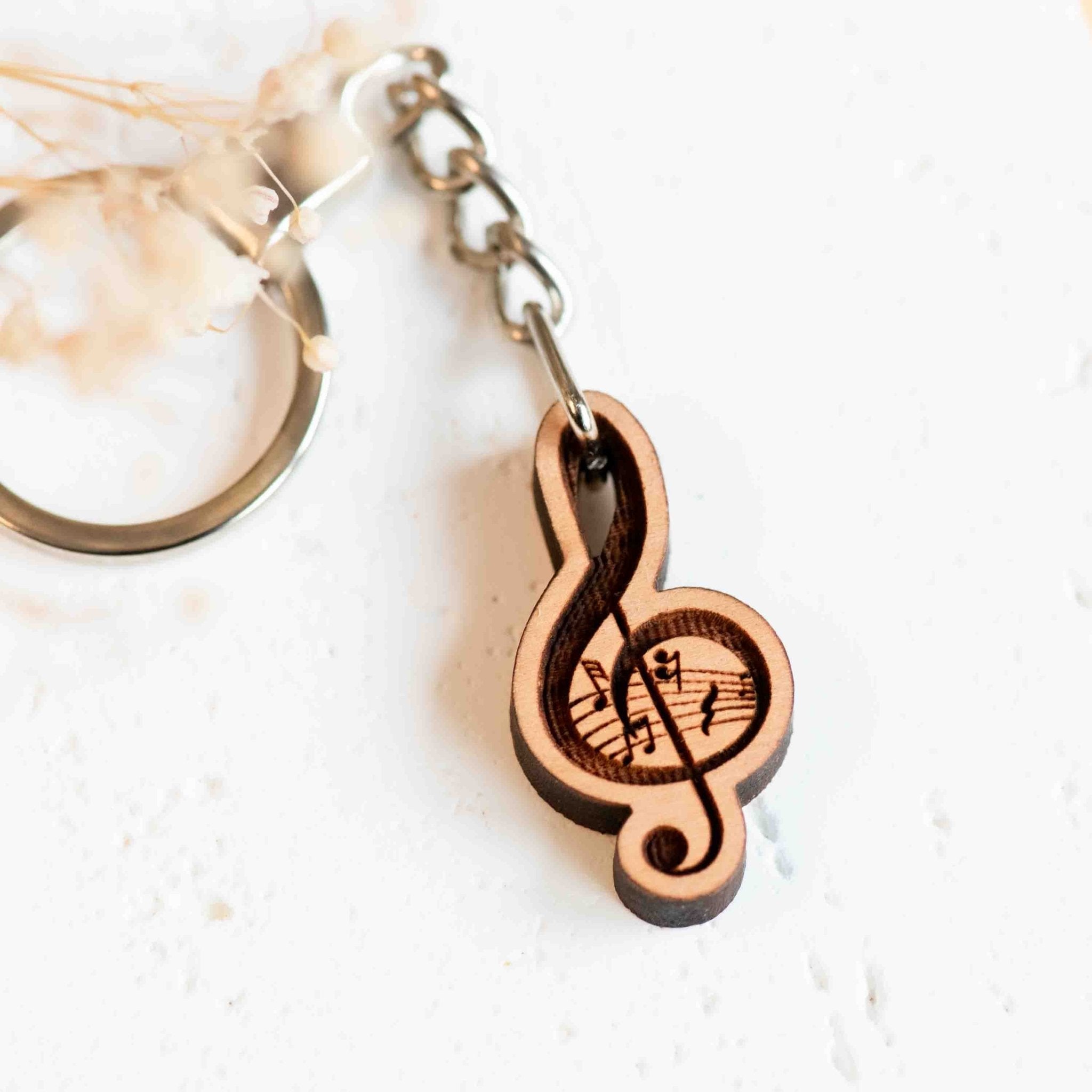 Music Note Cherry Wood Keyring - KT25018 - Robin Valley Official Store
