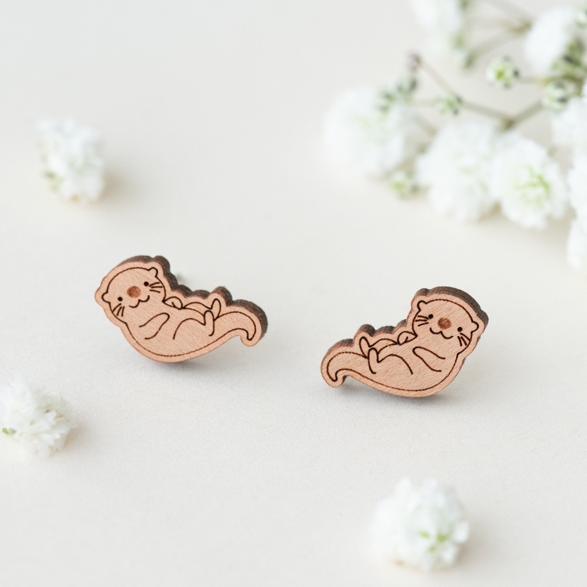 Otter Wooden Earrings - ES13003 - Robin Valley Official Store