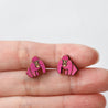 Pink Gorilla Cherry Wood Stud Earrings - PEL10094 - Robin Valley Official Store