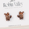 Pirate Rabbit Cherry Wood Stud Earrings - EL10116 - Robin Valley Official Store