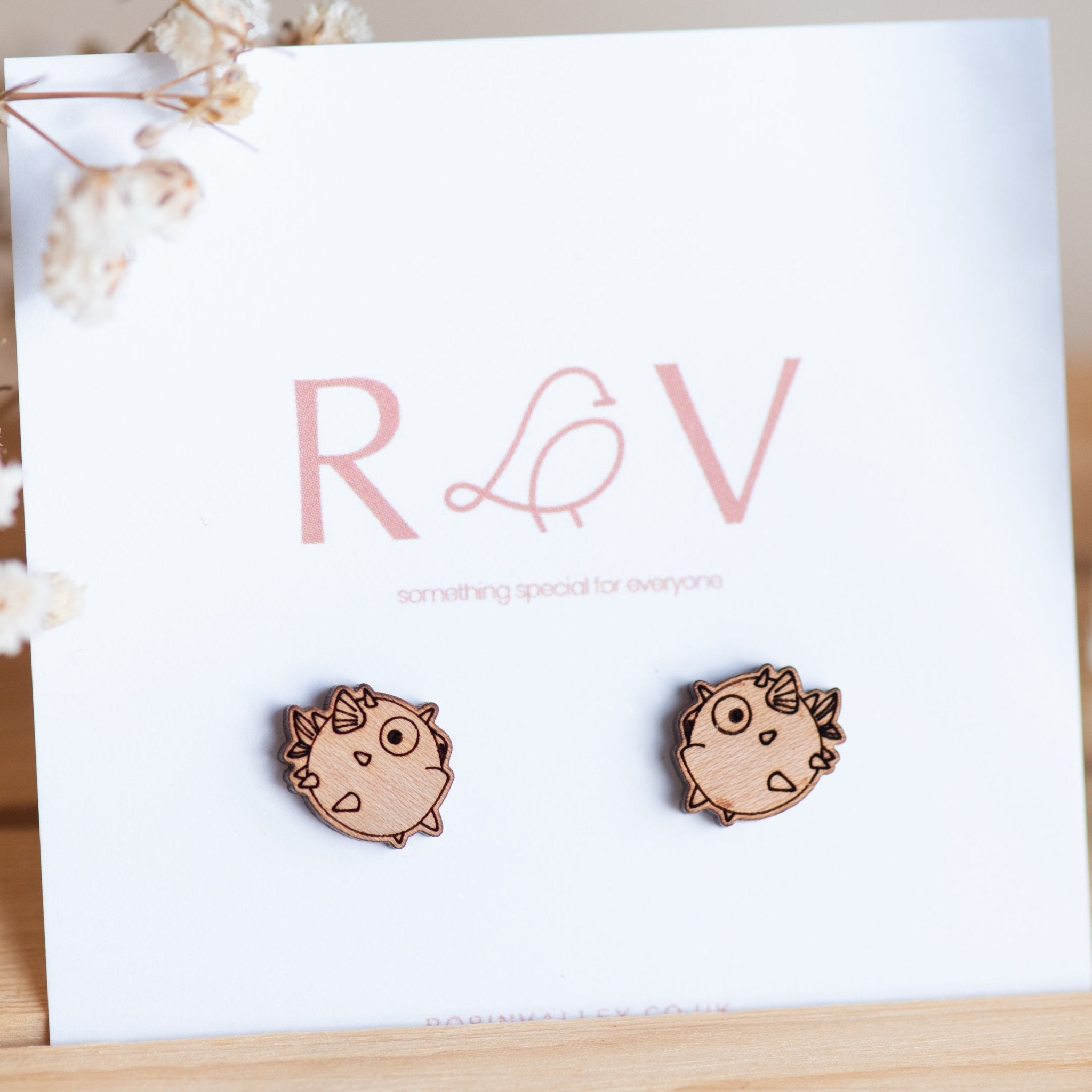 Pufferfish Wooden Earrings - ES13037 - Robin Valley Official Store