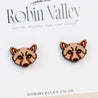 Raccoon Cherry Wood Stud Earrings EL10126 - Robin Valley Official Store