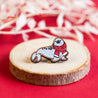 Seal With Scarf, Christmas Cherry Wood Pin Badge - PS43062 - Robin Valley Official Store