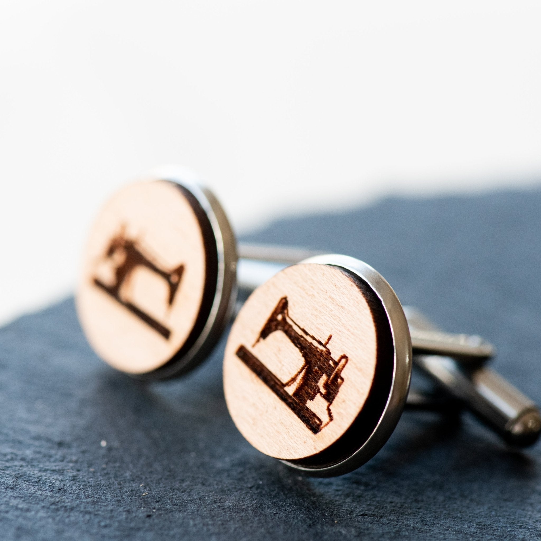 Sewing Machine Cherry Wood Cufflinks - CT35074 - Robin Valley Official Store