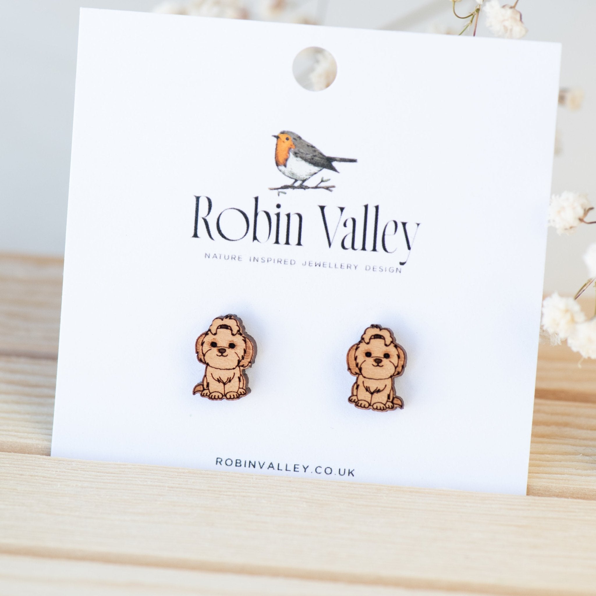 Shih Tzu Dog Wooden Earrings - EL10031 - Robin Valley Official Store