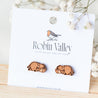 Sleeping Highland Cow Wooden Earrings -EL10006 - Robin Valley Official Store