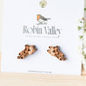 Sleeping Tiger Cherry Wood Stud Earrings - EL10101 - Robin Valley Official Store