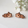 Sleeping Tiger Cherry Wood Stud Earrings - EL10101 - Robin Valley Official Store